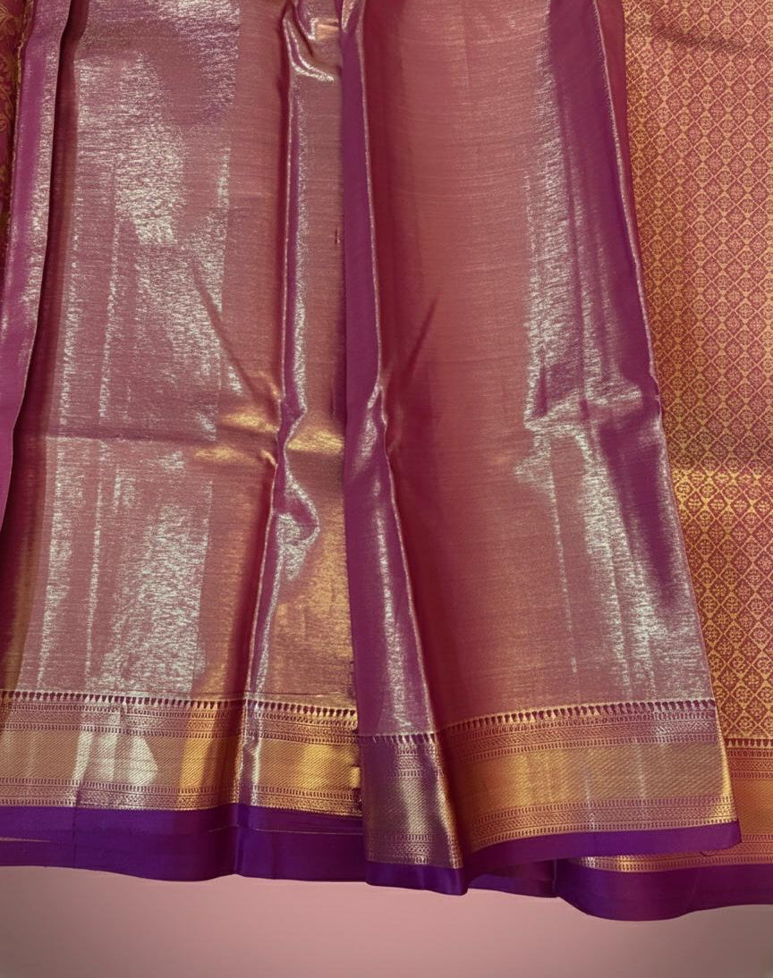 Purple Kanchipuram Semi Silk Saree with Rich Zari Work and Traditional Motifs