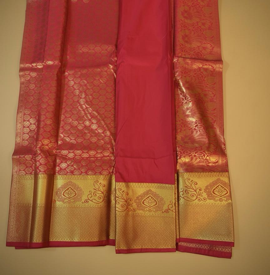 Red Kanchipuram Semi Silk Saree with Rich Golden Zari Border and Peacock Motifs